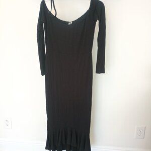 Asos Women's Black Long sleeve Off Shoulder Dress Size 8 Y2K Spring Summer Dress